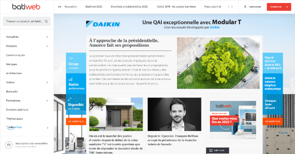 Habillage publicitaire Daikin site batiweb.com